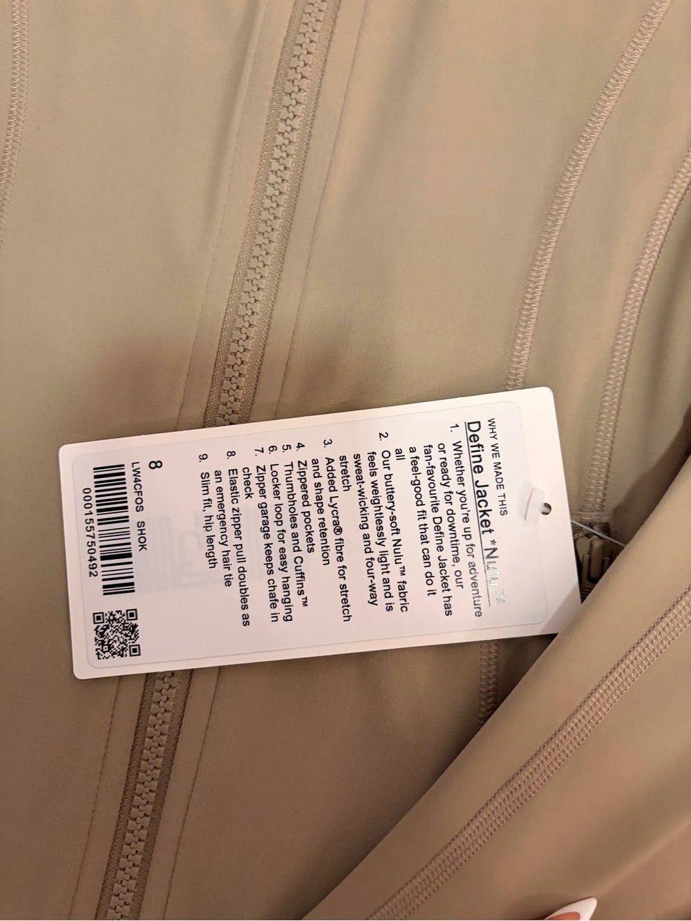 BRAND NEW Lululemon Beige define Jacket & Leggings Set - Picture 2 of 3